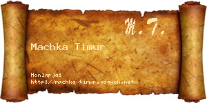 Machka Timur névjegykártya